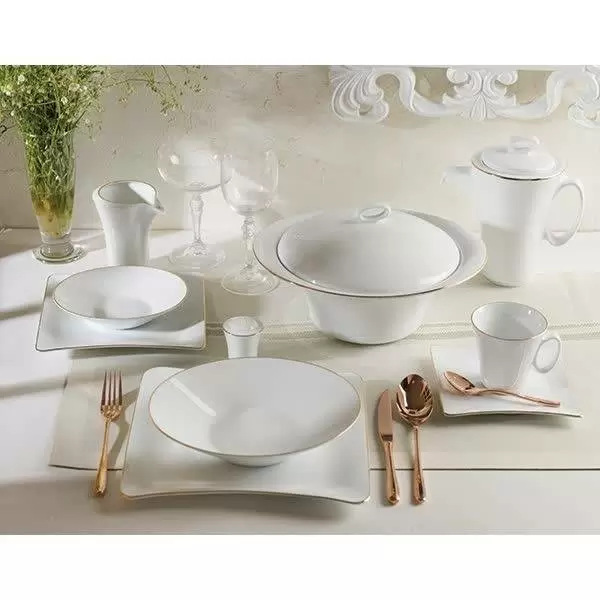 سرویس 97 پارچه چینی زرین-وینچی الیسه-12 نفره-خط طلا(طلایی)